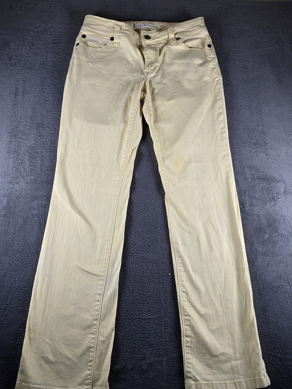 Tommy Hilfiger Jeans Womens 8 Pale Pastel Yellow Bootcut Denim Stretch Casual